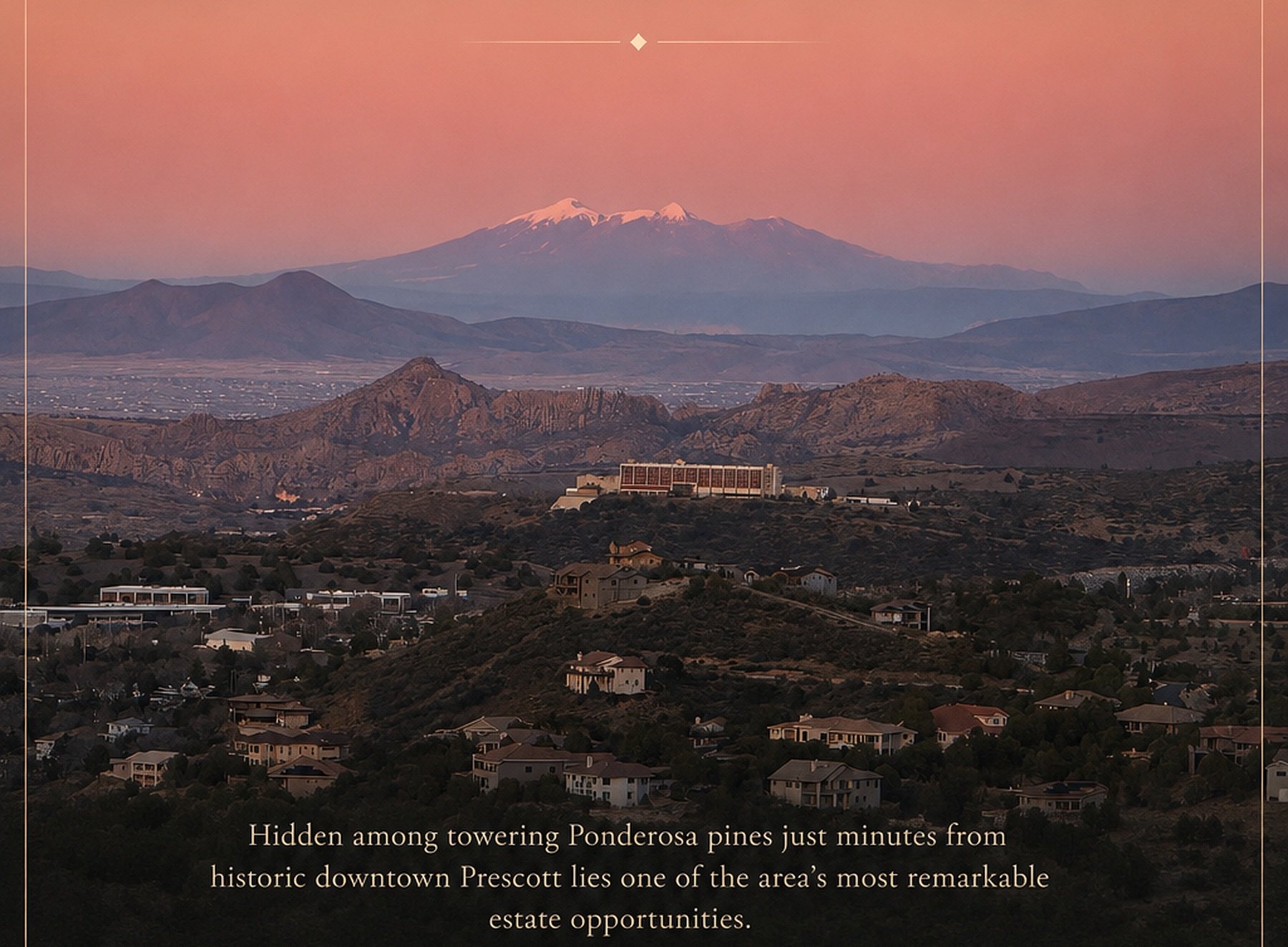 Panoramic view from Prescott toward the San Francisco Peaks.