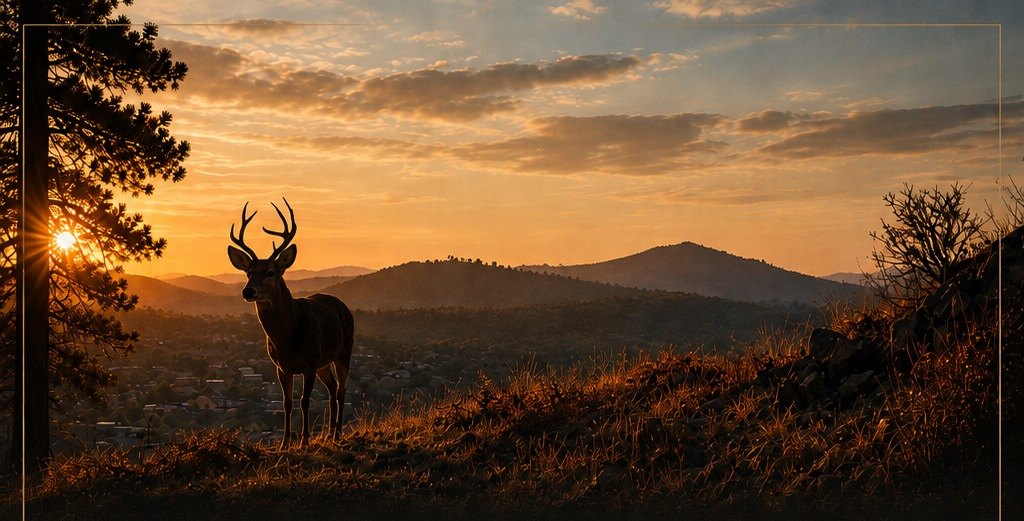 Deer on a mountainside at sunset overlooking Prescott.